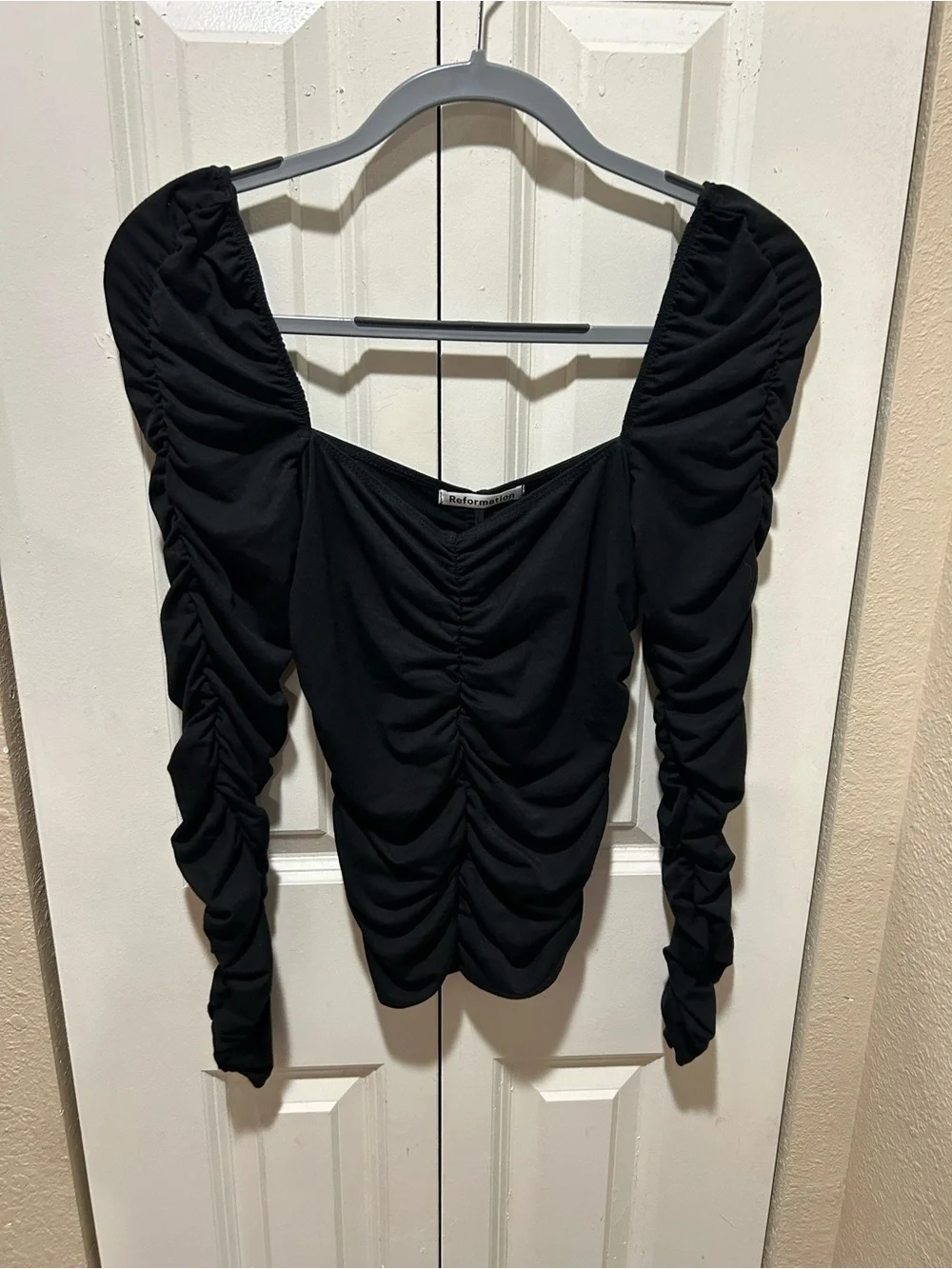 Reformation Esra Knit Top Black Sweetheart Neckline , Small